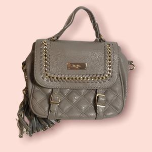 BCBG Crossbody Purse - Gray with gold accents